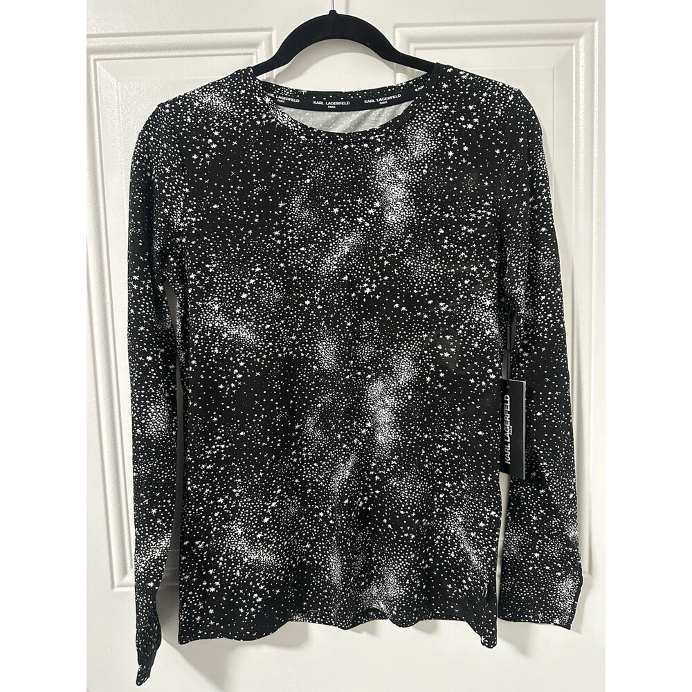 Karl Lagerfeld Women’s Long Sleeve Black With White, Size XS, NWT